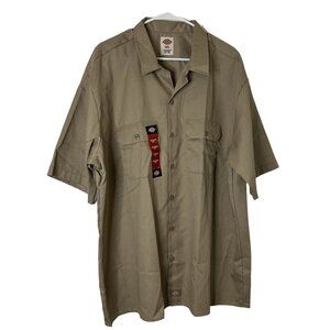 Dickies 2XL Original Khaki Men's Work Shirt Button-Down NEW